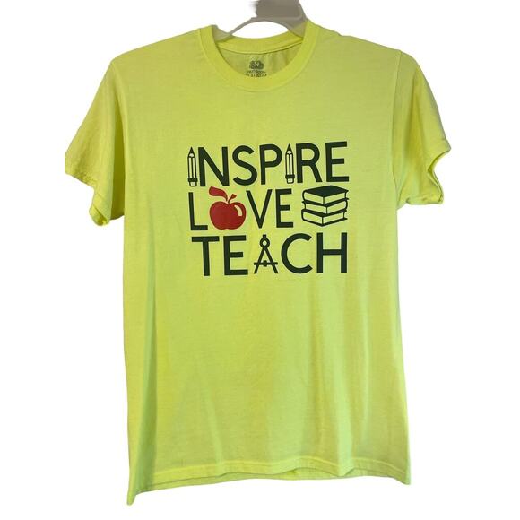 Fruit of The Loom Platinum Neon Yellow T Shirt Small Lightweight Crew Neck Soft - Picture 1 of 3